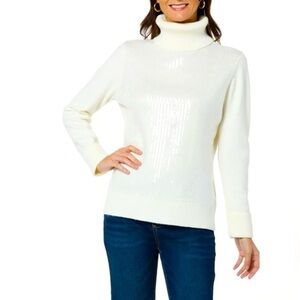 NWT- DG2 by Diane Gilman embellished knit turtleneck sweater